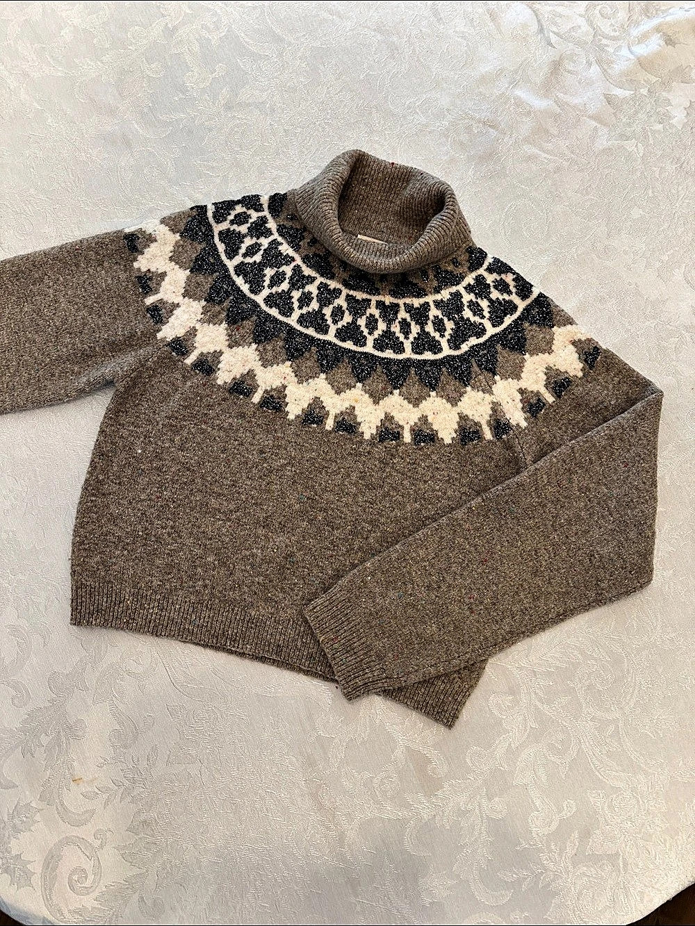 Skies Are Blue Turtleneck Sweater Brown & Cream